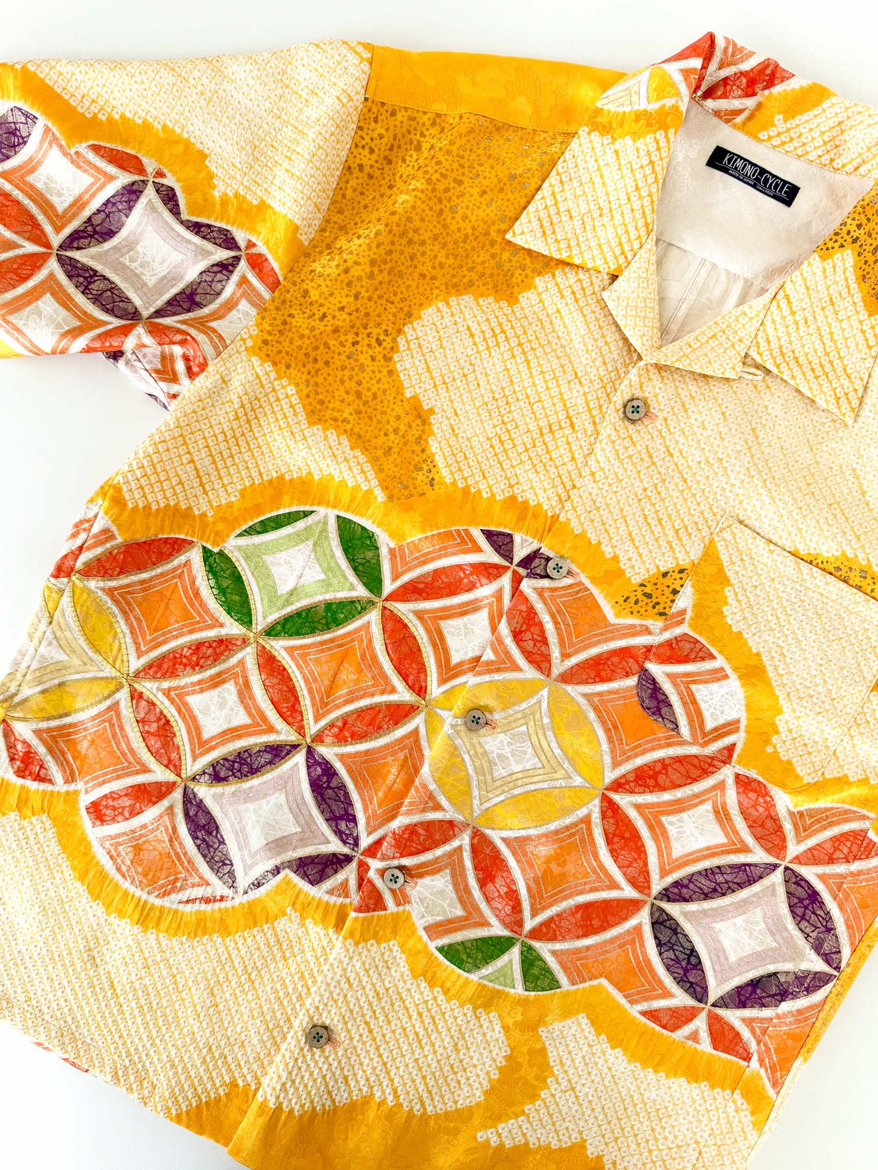 Hawaiian Aloha Shirt AH100410 JAPANESE VINTAGE KIMONO Revives