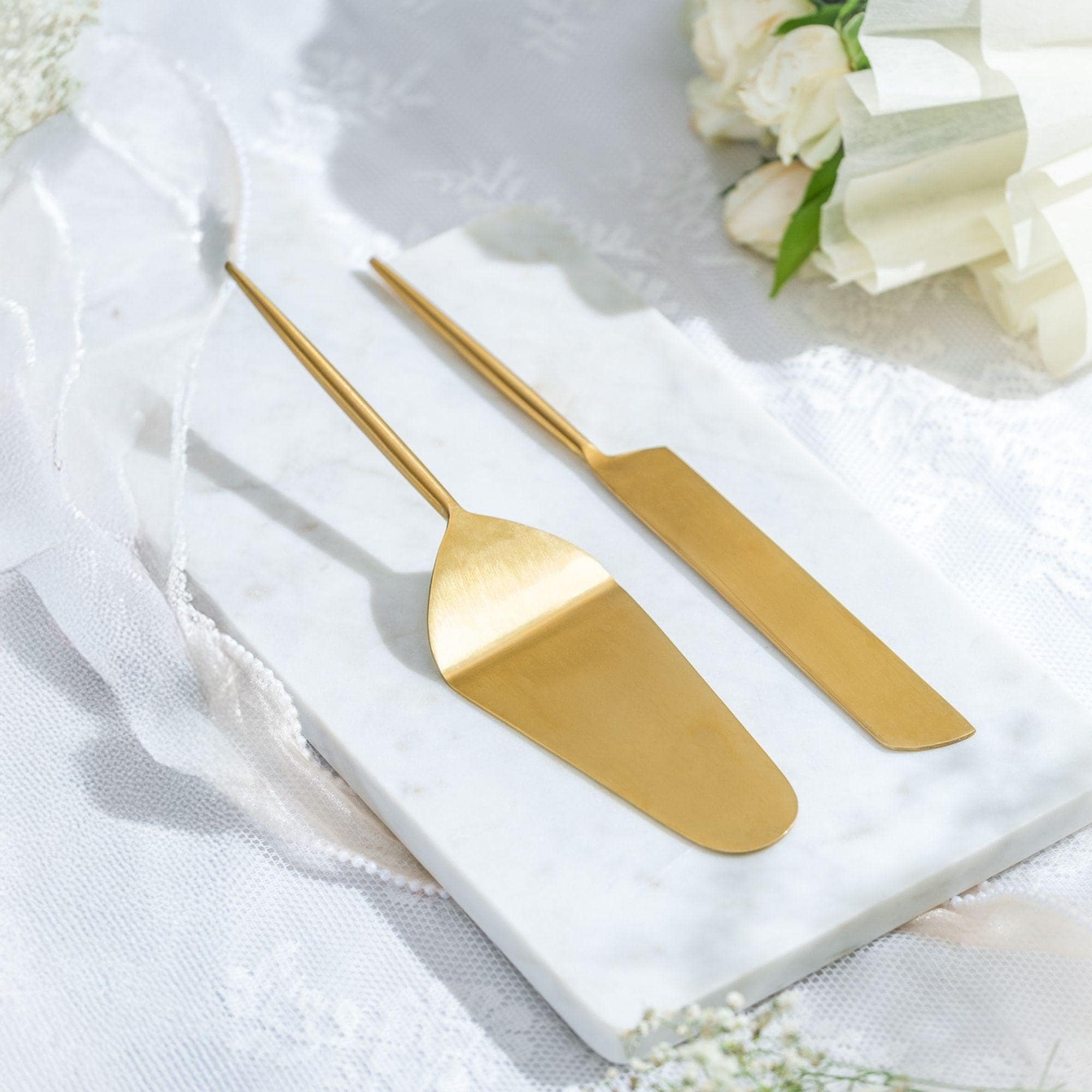Set 2 Pezzi Pala E Coltello Per Torta Titanio Oro – Acciaio Inox Per Matrimonio E Compleanno - 4