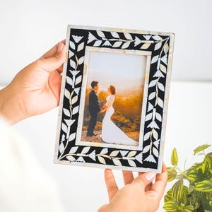 Handmade Mother of Pearl Photo Frame | 4x6 or 5x7 or 8x10 inches | Inspired by Hornwork | Stunning Mother of Pearl | Decorative