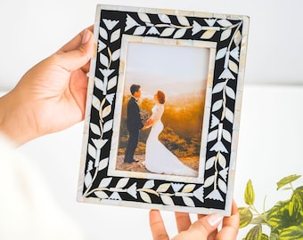 Handmade Mother of Pearl Photo Frame | 4x6 or 5x7 or 8x10 inches | Inspired by Hornwork | Stunning Mother of Pearl | Decorative