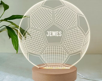 Personalised LED Desk Table Lamp Football Design Night Light Custom football gifts for boys Birthday gifts for boys 7 LED Colours Flashing