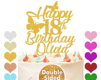 Personalised Cake Topper with Butterfly Custom Cake Decoration with Any Name Age Multicolour Glitter Cake Topper 16th 18th 21st 30th 60th