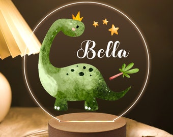 Personalised Dinosaur gifts for boys  LED Desk Table Lamp nursery Night Light Gifts for Girls kids children Birthday 7 LED Colours Flashing