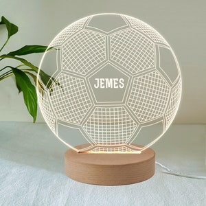 Personalised LED Desk Table Lamp Football Design Night Light Custom football gifts for boys Birthday gifts for boys 7 LED Colours Flashing