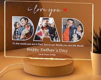 Personalised Gifts for Men Women Dad Custom Fathers Day Christmas Birthday Picture Gifts with Calendar & Name 7 Colors Acrylic Night Light