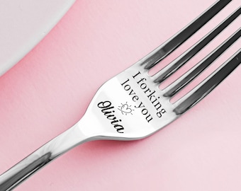 Personalised Engraved Fork Custom Letter Dinner Fork Stainless Steel Dinner Forks for Wedding Valentine Birthday Christmas Love You Gifts