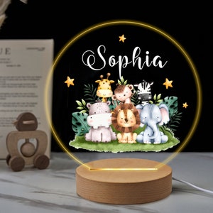 Personalised Animal gifts for kids  LED Desk Table Lamp nursery Night Light Gifts for Girls kids children Birthday 7 LED Colours Flashing