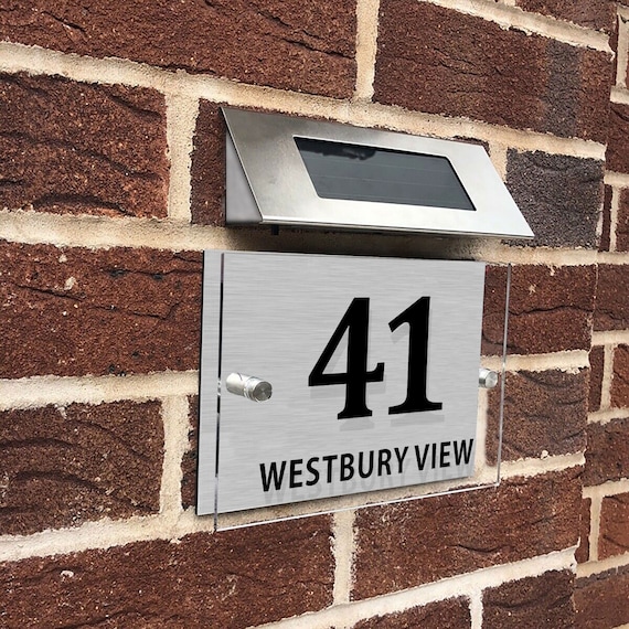 Solar House Number Personalised House Numbers Plaques with Solar Lights Door Number Plaques for Wall House Name Plaques for Outside