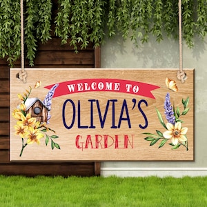Personalised Garden Sign and Plaques Wooden Signs Garden Signs Welcome Sign Door Hanging Wall Sign Yard Signs House Plaque Home Decor