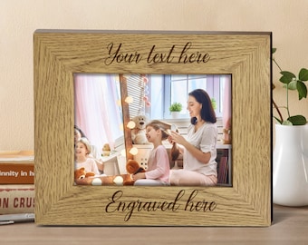 Personalised Photo Frame Laser Engraved 7"X5" Engagement Wooden Photo Frame Custom Gift With Any Date Any Name Any Text