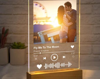 Personalised Music Song Plaque Created Acrylic Plaque A5 Music Plaque Anniversary Birthday Gifts for Her Him Women Men