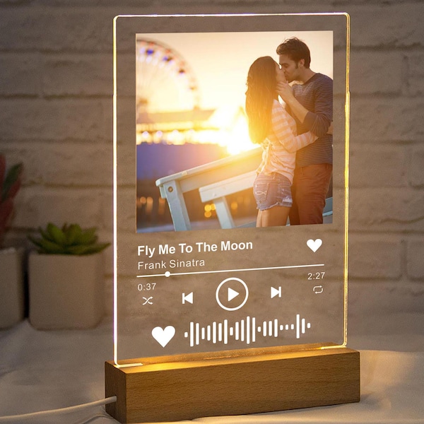 Personalised Music Song Plaque Created Acrylic Plaque A5 Music Plaque Anniversary Birthday Gifts for Her Him Women Men
