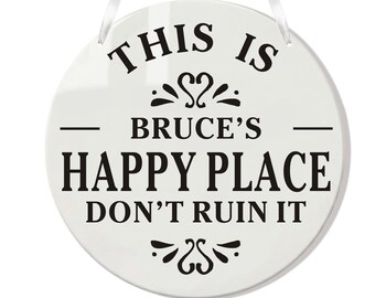 Personalised Garden Signs and Plaques for Outside, This Is My Happy Place Don't F It Up, Funny Garden Signs Custom Door Plaque