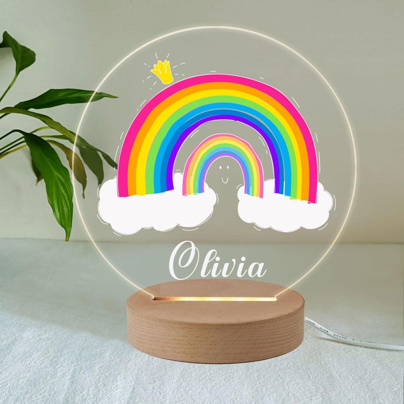 Personalised Rainbow Gifts for Girls LED Desk Table Lamp Nursery Night