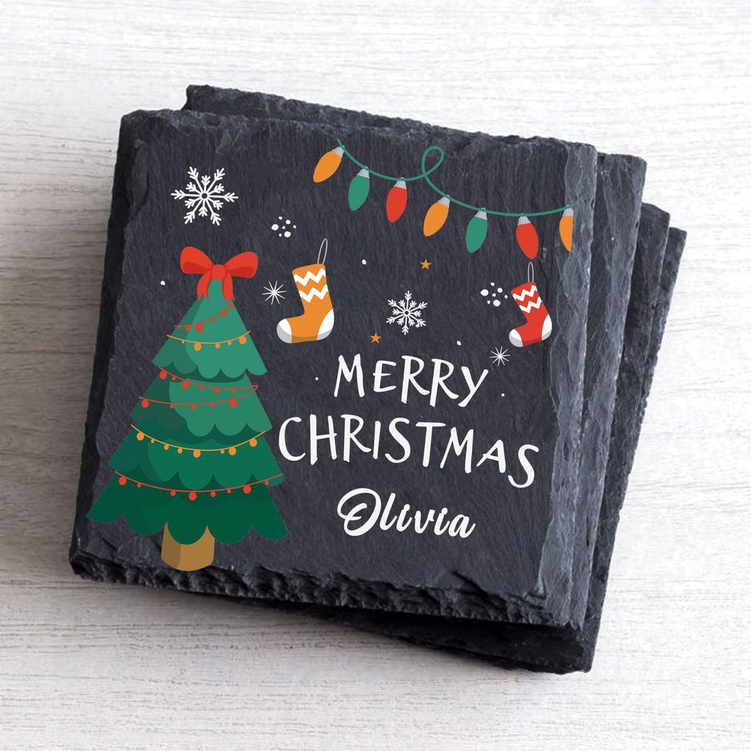 Personalised Slate Coaster for Christmas Slate Coaster Custom Christmas ...