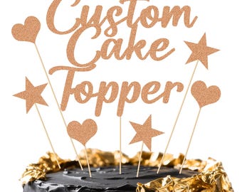 Personalised Birthday Wedding Cake Topper Custom Cake Decoration with Any Text Multicolour Glitter Cake Topper 1st 16th 18th 21st 30th 60th