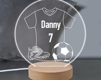 Personalised LED Desk Table Lamp Football Design Night Light Custom football gifts for boys Birthday gifts for boys 7 LED Colours Flashing