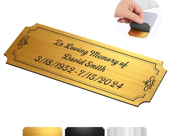 Personalised Memorial Plaques Engraved Plaques for Doors Urns Custom Name Plate Memorial Gifts Name Label Plaques Tags with Adhesive Backing