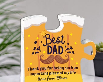 Personalised Fathers Day Acrylic Gifts for Dad Puzzle Shaped Acrylic Plaque Daddy Gifts Fathers Day Dad Gifts from Daughter Son Father's Day