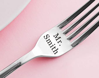 Personalised Engraved Fork Custom Letter Dinner Fork Stainless Steel Dinner Forks for Wedding Valentine Birthday Christmas Love You Gifts