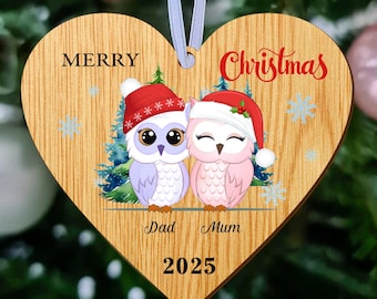 Personalised Christmas Bauble Christmas Tree Decorations Wooden Custom Christmas Ornaments Xmas Gifts with Any Year & Name for Family
