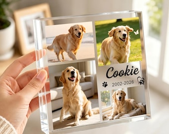 Personalised Pet Memorial Plaques, Custom Dog Memorial Photo Gifts, Clear Acrylic Photo Block Pet Memorial Decor, Pet Keepsake