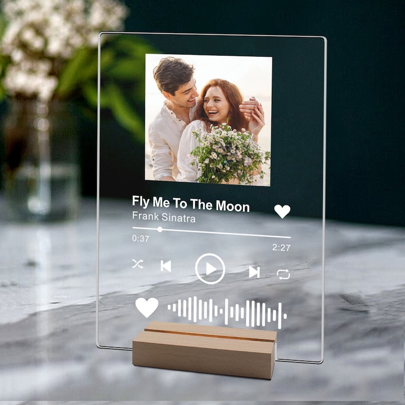 Personalised Music Song Plauqe Acrylic A5 A6 Music Plaque Personalised Anniversary Birthday Wedding Gifts for Her Him Women Men image 1