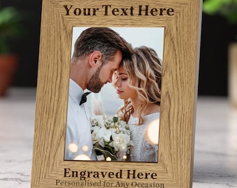 Personalised Photo Frame Laser Engraved 6"X4" Custom Wooden Photo Frame Custom Gift With Any Date Any Name Any Text