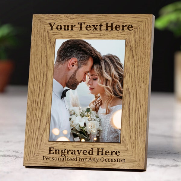 Personalised Photo Frame Laser Engraved 6"X4" Custom Wooden Photo Frame Custom Gift With Any Date Any Name Any Text