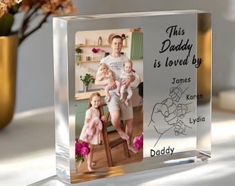 Personalised Fathers Day Dad Gifts from Daughter Son Acrylic Block Plaque Personalised Photo Gifts for Man Dad Father's Day Daddy