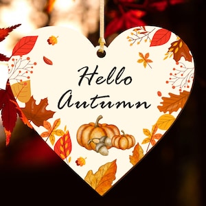 Personalised Fall Autumn Decorations Wooden Autumn Decor Heart Sign Gifts Maple Autumn Home Decor Gifts Rustic Farmhouse Hanging Wall Sign