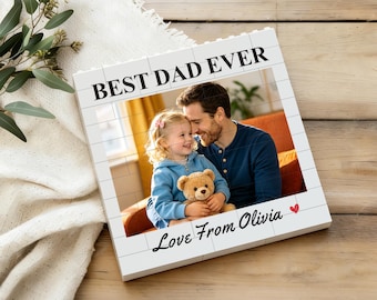 Personalised Gifts for Father's Day, Custom Jigsaw Puzzle with Photo, Fathers Day Photo Sign Plaque Gifts from Daughter Son Wife