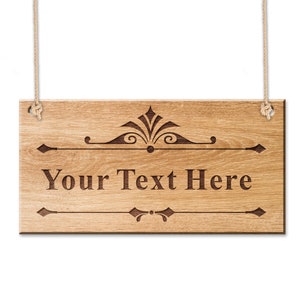 Personalised Room Sign Wooden Door Sign Engraved Room Hanging Plaue Garden Sign with Any Text Housewarming Gifts