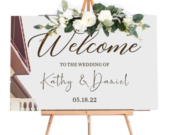 Personalised Wedding Welcome Entrance Sign Wedding Welcome Mirror Acrylic Guide Plaque Wedding Sign for Couples Engagement Wedding