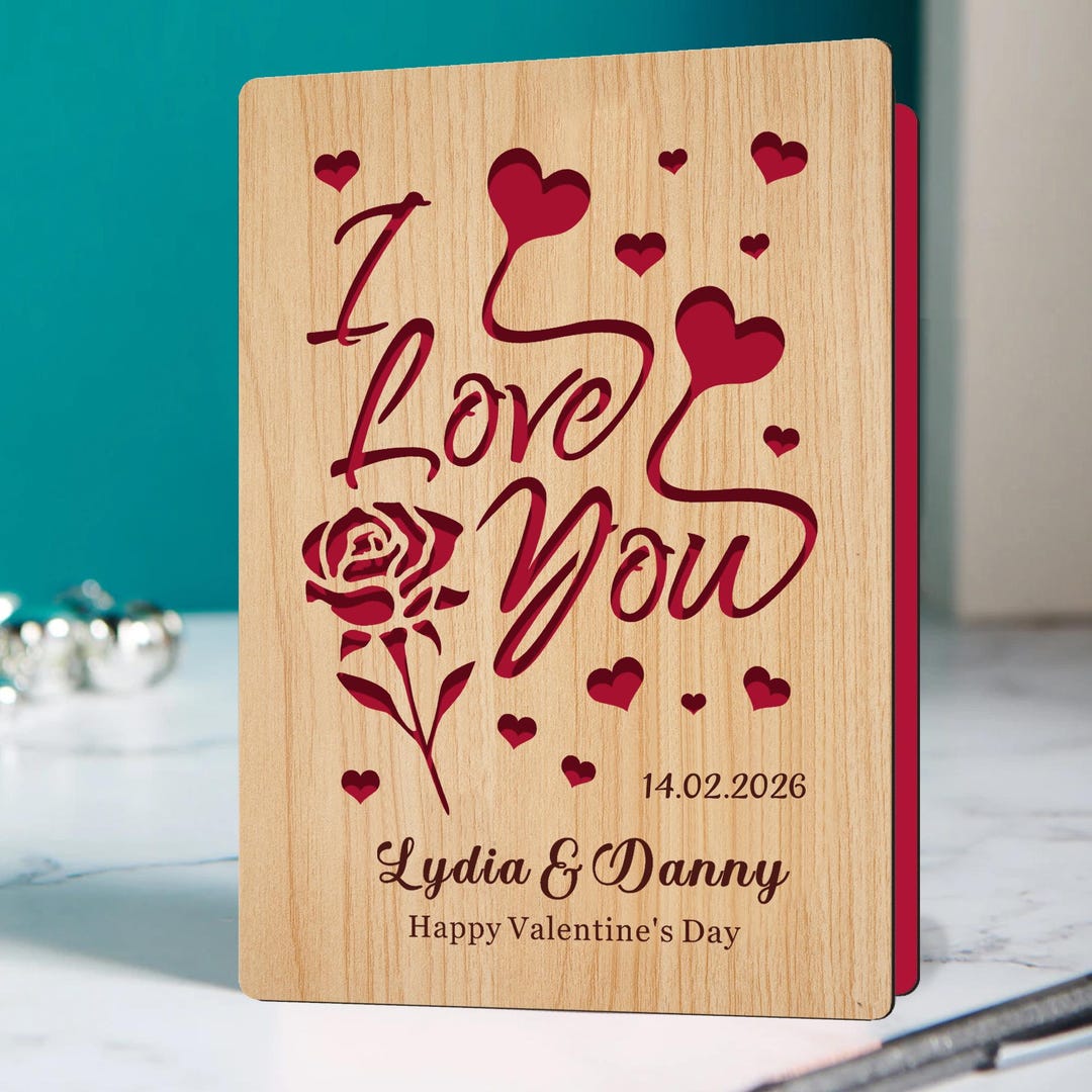 Personalised Wooden Valentines Card Custom Valentines Gifts for Him Her ...