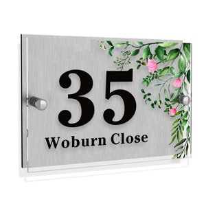 Personalised House Numbers Plaques Road Plate Plaque Door Numbers Street Name House Sign Address Signs Glass Effect Acrylic for Wall Signs