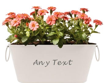 Personalised Plant Pot Engraved Metal Flower Pot Planter Garden Plant Pots Outdoor with Rings Gardening Gifts Railing Balcony Mother's Day