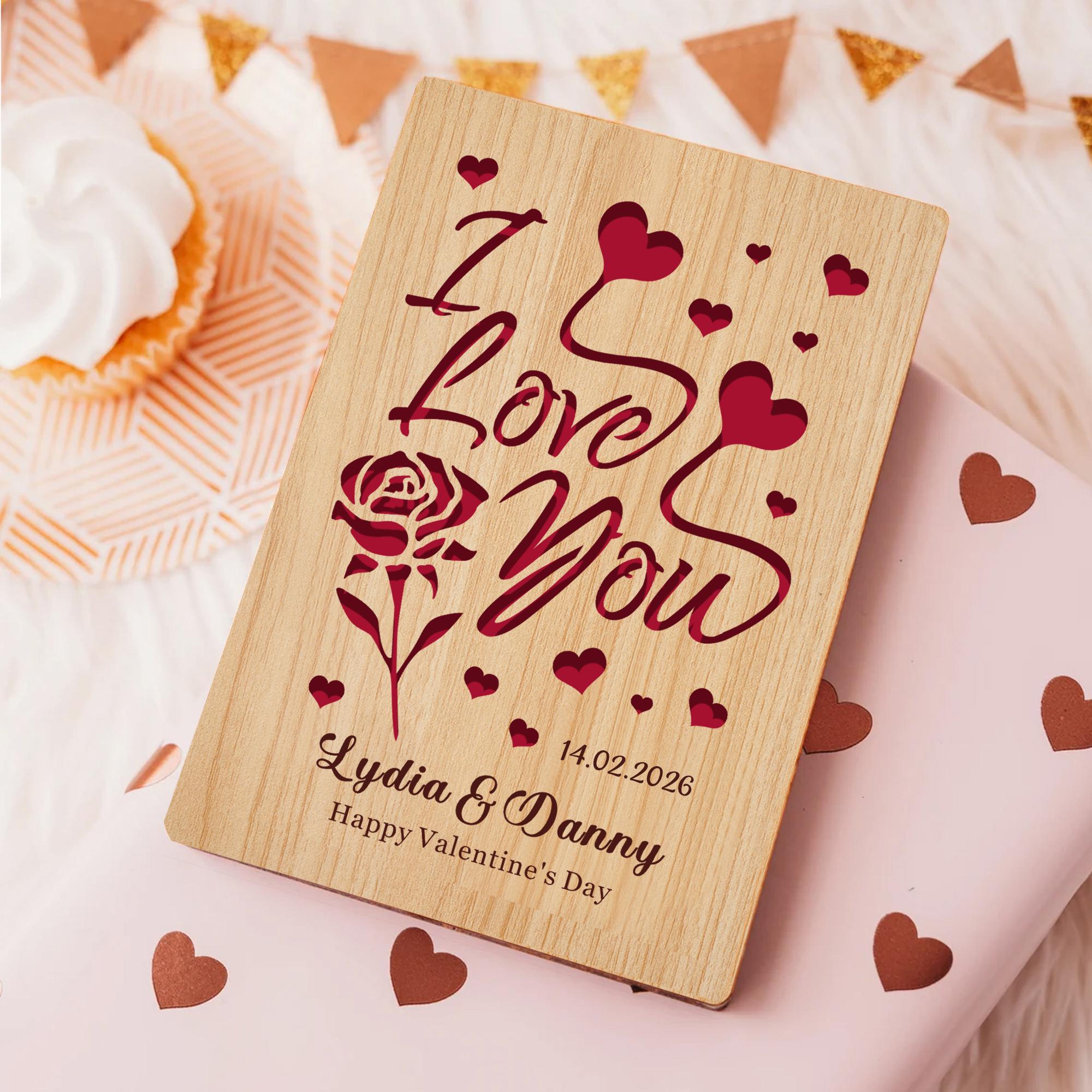 Personalised Wooden Valentines Card Custom Valentines Gifts for Him Her ...
