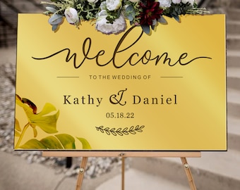 Personalised Wedding Welcome Entrance Sign Wedding Welcome Mirror Acrylic Guide Plaque Wedding Sign for Couples Engagement Wedding