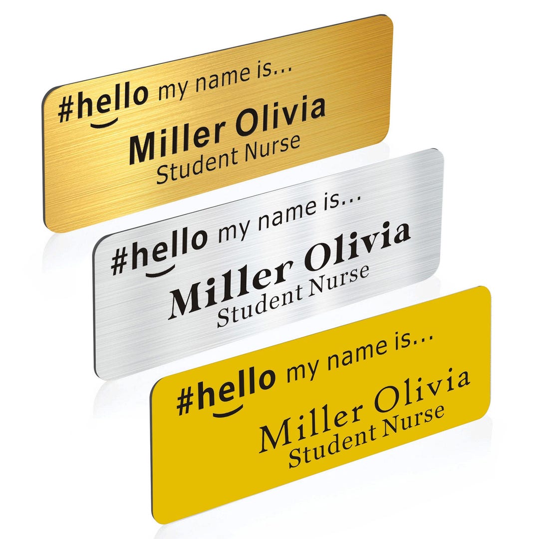 Custom Name Badges for Work Laser Engraved Tags Hello My Name is Badge ...