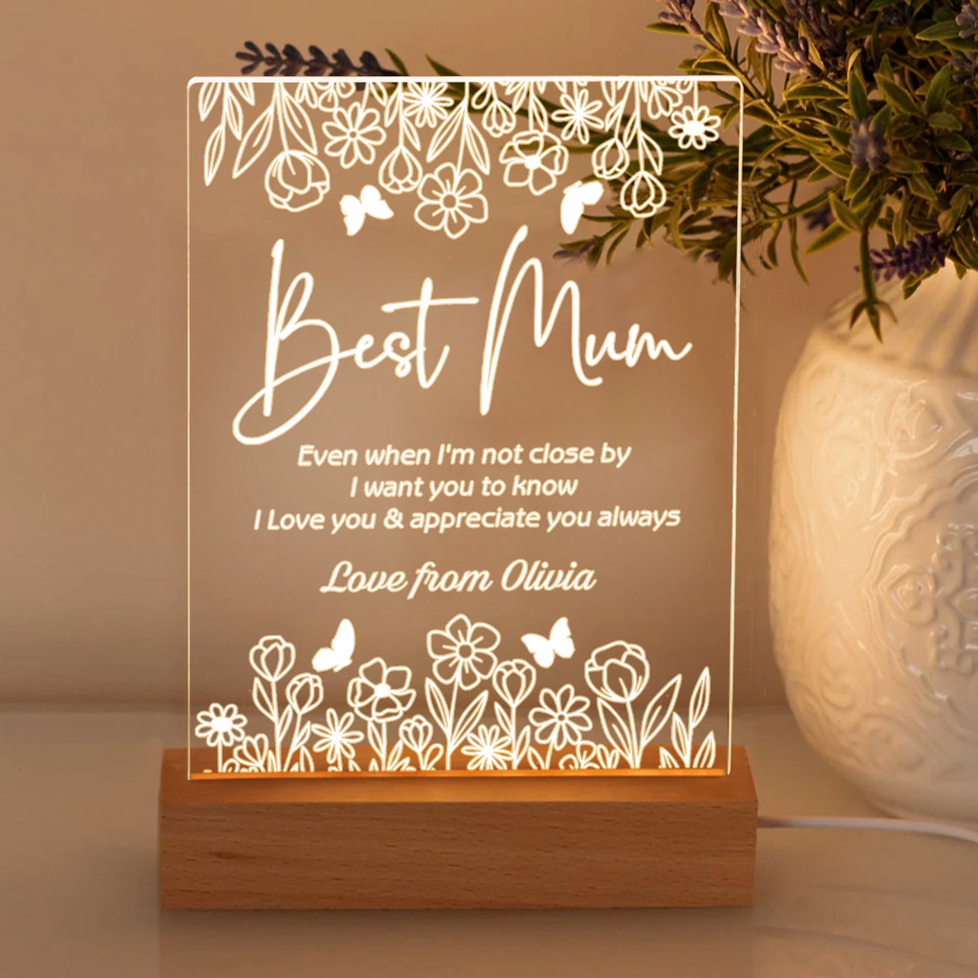 Personalised Mothers Day Card Mothers Day Gifts Cards for Mum Led Light ...