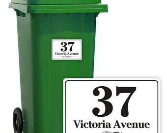 4 x Wheelie Bin Stickers, Personalised Bin Numbers for Wheelie Bins, Custom Wheelies Bins Numbers Stickers, Number Sticker