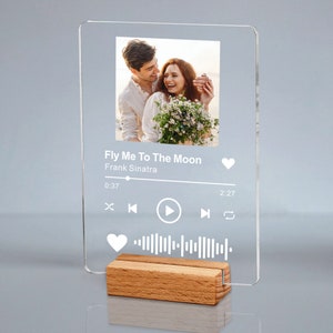 Personalised Music Song Plauqe Acrylic A5 A6 Music Plaque Personalised Anniversary Birthday Wedding Gifts for Her Him Women Men image 4