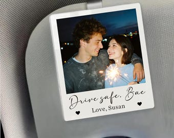 Personalised Couple Photo Visor Clip, Drive Safe Gift for Him, Valentines Day Gift for Boyfriend Girlfriend, Drive Safe I Love You Gifts
