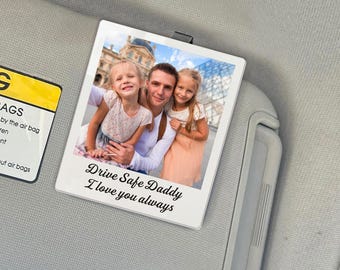 Personalised Photo Visor Clip Custom Car Accessories Custom Sun Visor Picture Clip Gifts for Fathers Day Birthday Christmas Drive Safe Daddy