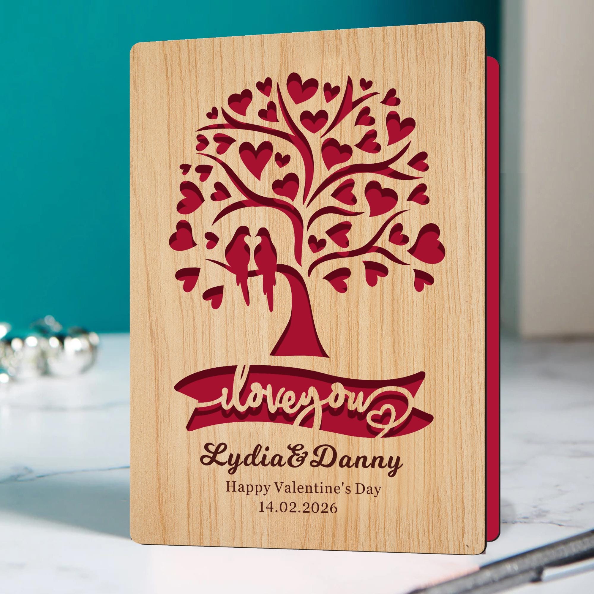 Personalised Wooden Valentines Card Custom Valentines Gifts for Him Her ...