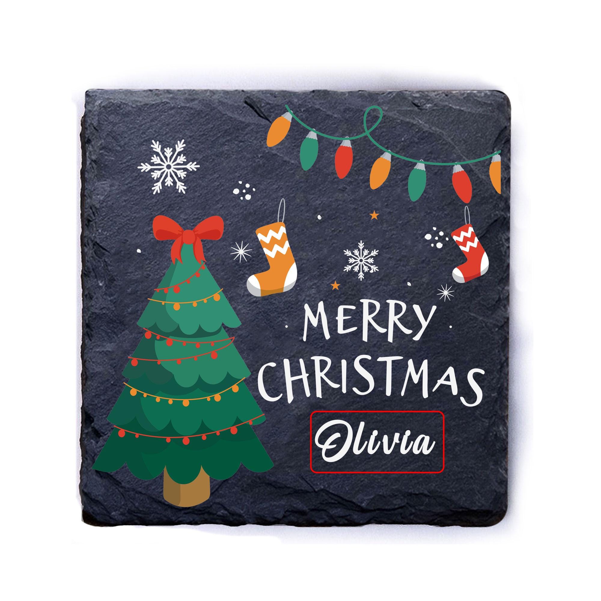 Personalised Slate Coaster for Christmas Slate Coaster Custom Christmas ...