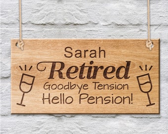 Personalised Funny Retirement Gifts for Grandad Teacher Friends Custom Hanging Wooden Plaque Retirement Sign Present Gift for Colleague