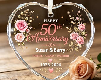 Personalised Wedding Anniversary Ornament, Acrylic Hanging Ornaments with Any Year & Name, 25th 40th 50th Wedding Anniversary Gifts