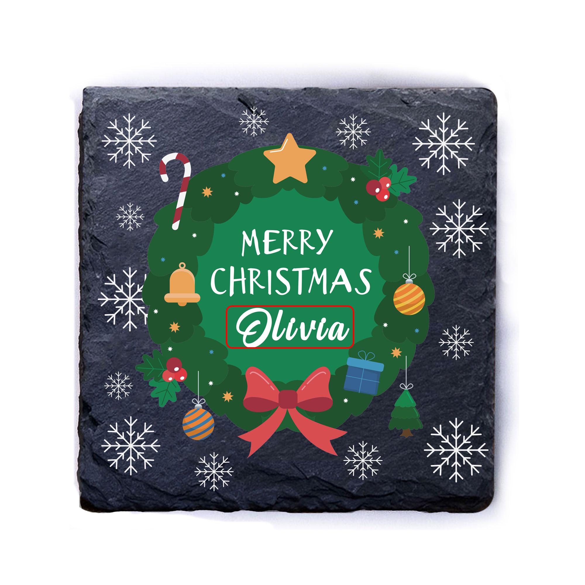 Personalised Slate Coaster for Christmas Slate Coaster Custom Christmas ...